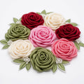 Handmade satin fabric roses in assorted colors with pearl accents