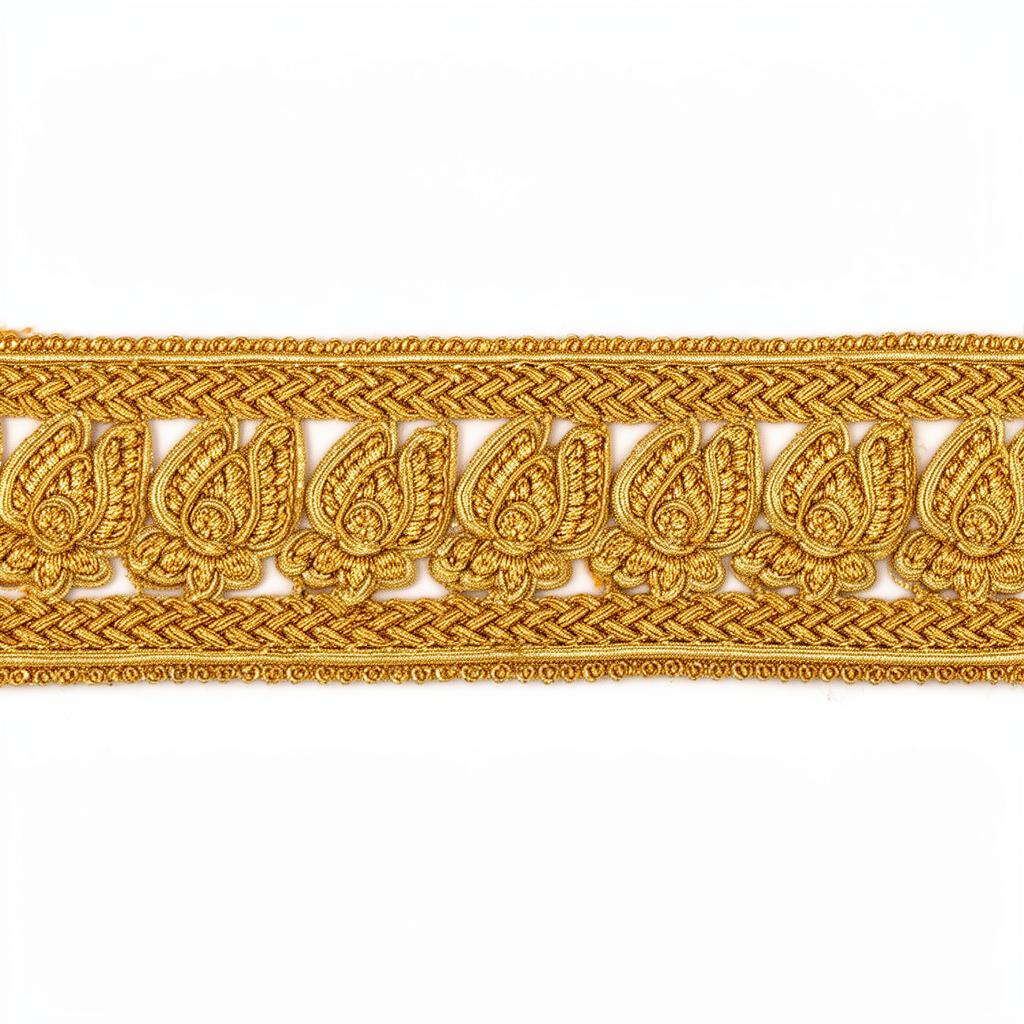 Traditional gold gota kinari border trim with woven paisley design